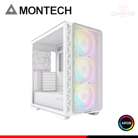 CASE MONTECH AIR 903 MAX WHITE ARGB SIN FUENTE VIDRIO TEMPLADO MID TOWER
