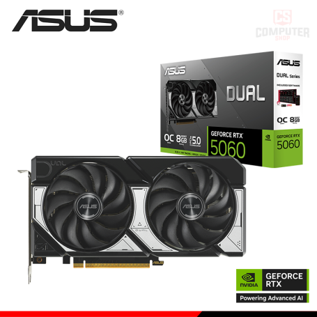TARJETA DE VIDEO ASUS GEFORCE RTX 5060 8GB GDDR7 128BITS DUAL OC (PN:90YV0N12-M0AA00)