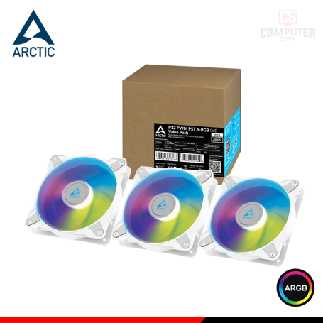 COOLER PARA CASE ARCTIC P12 PWM PST A-RGB WHITE 120MM PACKx3 (PN:ACFAN00258A)