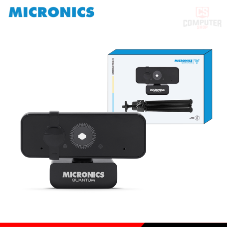 CAMARA WEB MICRONICS QUANTUM MIC W700 RESOLUCIÓN 2K MICROFONO INCORPORADO CONEXION USB + TRIPODE