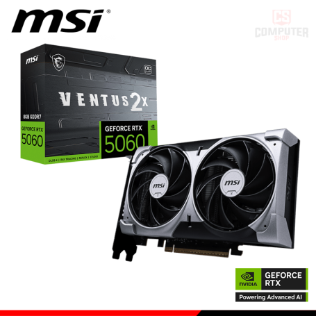 TARJETA DE VIDEO MSI GEFORCE RTX 5060 8GB GDDR7 128BITS VENTUS 2X OC (PN:912-V537-017)