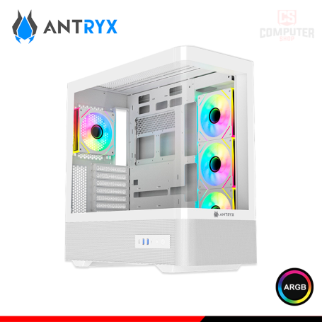 CASE ANTRYX FX830 INFINITY WHITE ARGB SIN FUENTE VIDRIO TEMPLADO MID TOWER