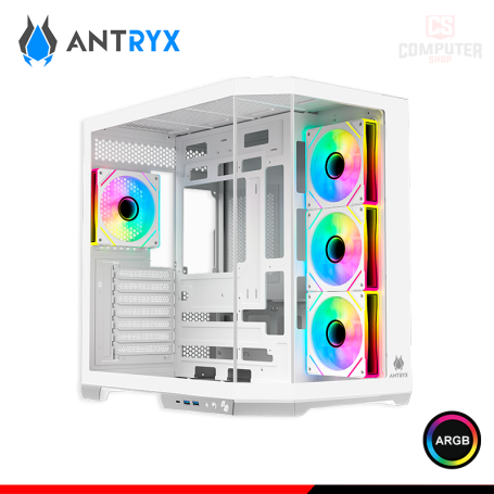 CASE ANTRYX FX800 INFINITY WHITE ARGB SIN FUENTE VIDRIO TEMPLADO MID TOWER