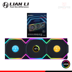 COOLER PARA CASE LIAN LI UNI FAN SL V3 BLACK ARGB REVERSE LCD WIRELESS 120MM PACKx3 CON CONTROLADOR
