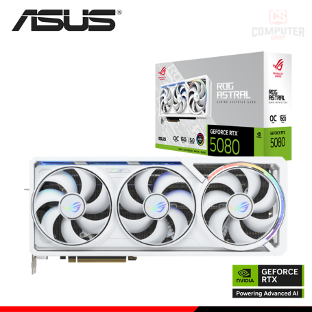 TARJETA DE VIDEO ASUS GEFORCE RTX 5080 16GB GDDR7 256BITS WHITE ROG ASTRAL OC (PN:90YV0LV4-M0AA00)