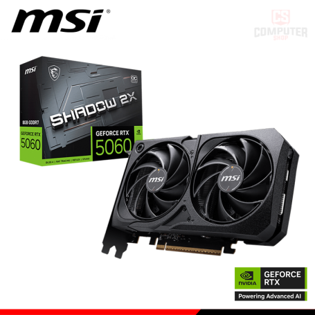 TARJETA DE VIDEO MSI GEFORCE RTX 5060 8GB GDDR7 128BITS SHADOW 2X OC
