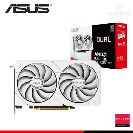 TARJETA DE VIDEO ASUS DUAL RADEON RX 9060 XT 16GB GDDR6 128BITS WHITE (PN:90YV0LG3-M0AA00)