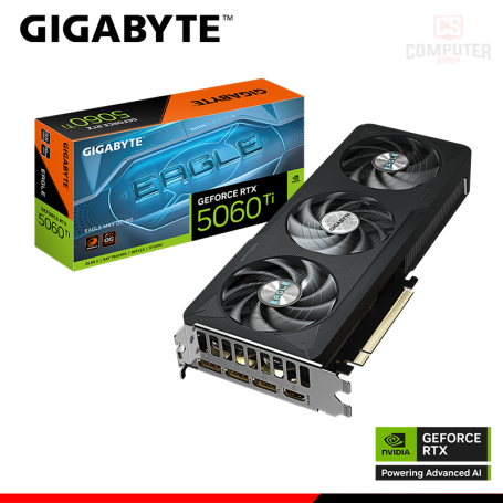 TARJETA DE VIDEO GIGABYTE GEFORCE RTX 5060Ti 16GB GDDR7 128BITS EAGLE MAX OC (PN:9VN506TEXO-00-G10)
