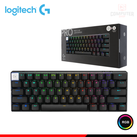 TECLADO LOGITECH G PRO X 60 LIGTHSPEED BLACK RGB MECANICO WIRELES/BLUETOOTH/WIRED USB (PN:920-011902)