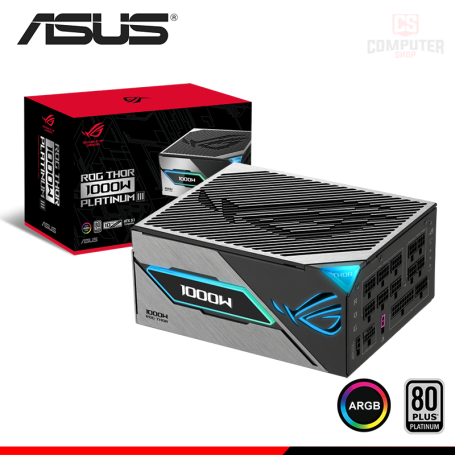 FUENTE DE PODER ASUS ROG THOR 1000W PLATINUM III DISPLAY OLED 80 PLUS PLATINUM FULL MODULAR (PN:90YE00V3-B0AA00)