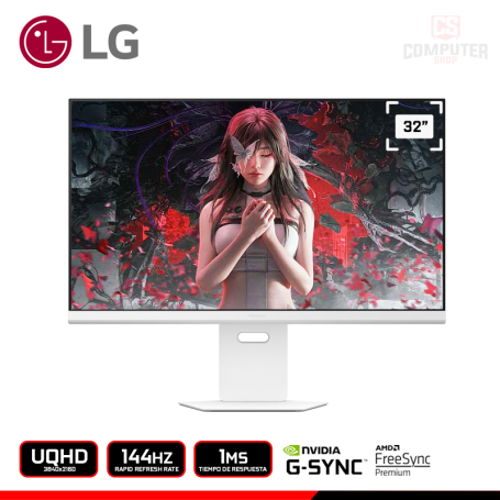 MONITOR LG 32G810SA-W WHITE ULTRAGEAR 32" SMART WEBOS UHD 3840x2160/144HZ/1MS/FREESYNC PREMIUM/COMPATIBLE NVIDIA G-SYNC