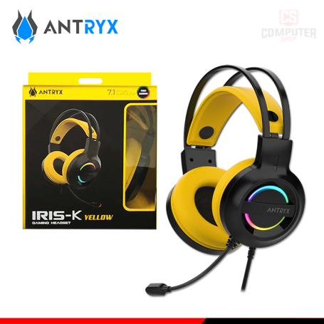 AUDIFONO ANTRYX IRIS-K YELLOW RAINBOW CON MICROFONO SONIDO 7.1 CONEXIÓN USB (PN:AGH-7100KYW)