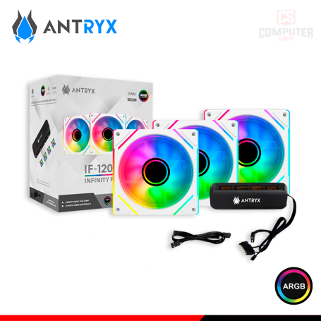 KIT COOLER PARA CASE ANTRXY IF-120 INFINITY WHITE ARGB 120MMx3 + CONTROLADOR (PN:AKK-IF120WX3C)