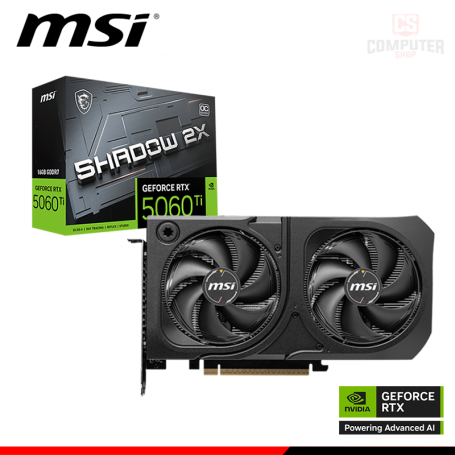 TARJETA DE VIDEO MSI GEFORCE RTX 5060Ti 16GB GDDR7 128BITS SHADOW 2X OC PLUS (PN:912-V535-024)