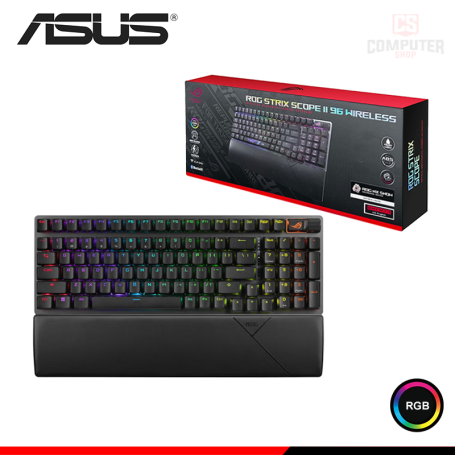 TECLADO ASUS ROG STRIX SCOPE II 96 RGB BLACK SWITCH ROG NX SNOW MECANICO CONEXIÓN WIRELESS/BLUETOOTH/WIRED USB