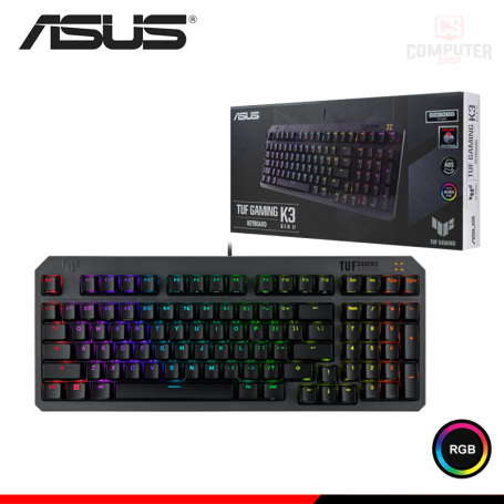 TECLADO ASUS TUF GAMING K3 GEN II BLACK 96% RGB SWITCH RED MECANICO CONEXION WIRED USB (PN:90MP0390-BKSA00)