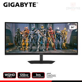 MONITOR GIGABYTE GS34WQCA 34" CURVO WQHD 3440x1440/120HZ/1MS/AMD FREESYNC PREMIUM (PN:20VM0-GS34WQABM-1SAS)