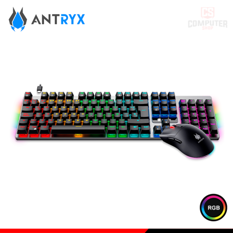 KIT ANTRYX GC-4500 TRIX BLACK CONEXION WIRELESS/BLUETOOTH/USB TECLADO RGB RAINBOW SWITCH RED + MOUSE RGB (PN:AGC-4500TXKRE-SP)