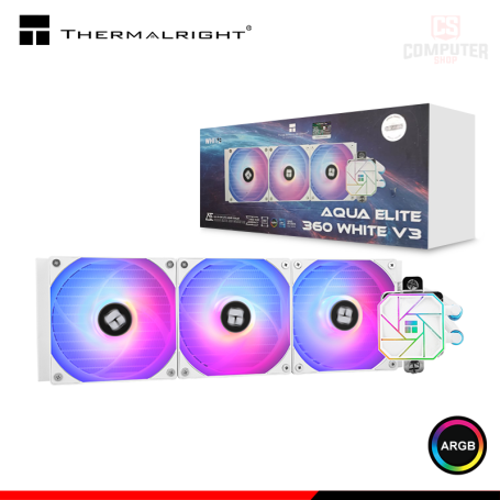 THERMALRIGHT AQUA ELITE 360 ARGB WHITE V3 COOLER CPU REFRIGERACION LIQUIDA COMPATIBLE AMD/INTEL