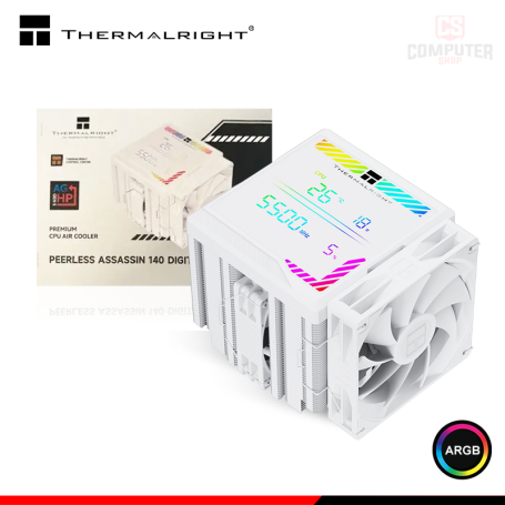 THERMALRIGHT PEERLESS ASSASSIN 140 DIGITAL WHITE ARGB COOLER CPU REFRIGERACION AIRE COMPATIBLE AMD/INTEL