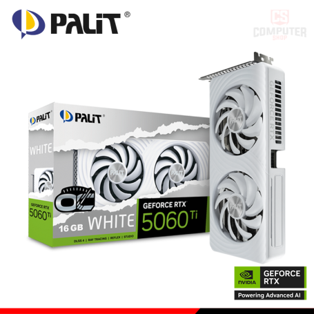 TARJETA DE VIDEO PALIT GEFORCE RTX 5060Ti 16GB GDDR7 128BITS WHITE OC (PN:NE7506TU19T1-GB2061M)