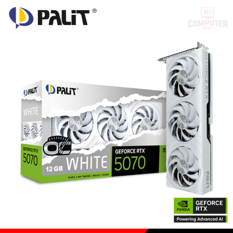 TARJETA DE VIDEO PALIT GEFORCE RTX 5070 12GB GDDR7 192BITS WHITE OC (PN:NE75070U19K9-GB2050W)