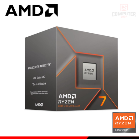 PROCESADOR AMD RYZEN 7 8700F 4.10GHZ HASTA 5.00GHZ 16MB 8 CORE AM5 BOX (PN:100-100001590BOX)