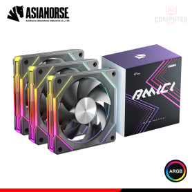 COOLER PARA CASE ASIAHORSE AMICI PRO BLACK ARGB 120MM PACKx3 (PN:X004LL3N1-AMICIPro-Black-3PACK-R-US)