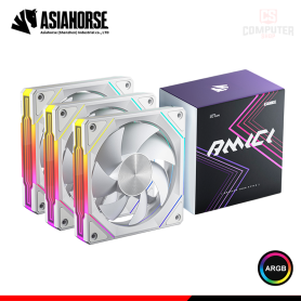 COOLER PARA CASE ASIAHORSE AMICI PRO WHITE ARGB 120MM PACKx3 (PN:X004LKT9BH-AMICIPro-White-3PACK-R-US)