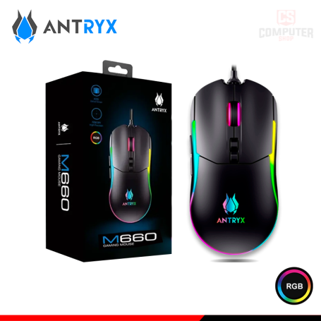 MOUSE ANTRYX M660 BLACK RGB DPI 7200 CONECTIVIDAD WIRED USB (PN:AGM-M600K)