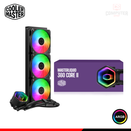 COOLER MASTER MASTERLIQUID 360 CORE II ARGB COOLER CPU REFRIGERACION LIQUIDA COMPATIBLE AMD/INTEL (PN:MLW-D36M-A18PA-R1)