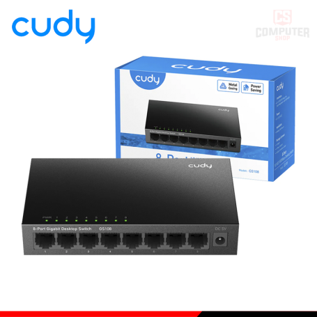 DESKTOP SWITCH METAL CUDY GS108 8 PUERTOS GIGABIT ETHERNET 10/100/1000MBPS