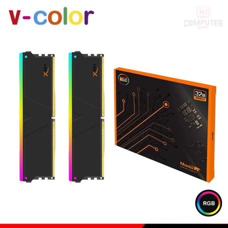 MEMORIA 32GB (16GBx2) DDR5 V-COLOR MANTA XSKY RGB BLACK AMD EXPO BUS 6400MHZ (PN:TMXSAL1664832KWK)