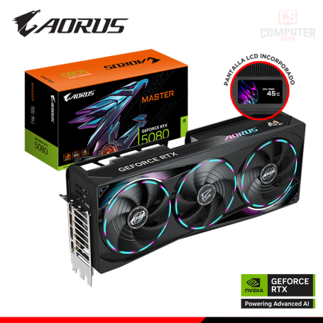 TARJETA DE VIDEO AORUS GEFORCE RTX 5080 16GB GDDR7 256BITS DLSS3 MASTER (PN:9VN5080AM-00-G10)