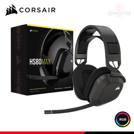 AUDIFONO CORSAIR HS80 MAX RGB BLACK CON MICROFONO SURROUND 7.1 CONEXIÓN WIRELESS & BLUETOOTH (PN:CA-9011295-WW)