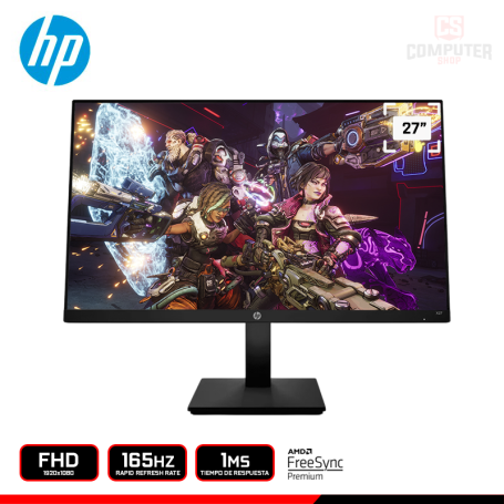 MONITOR HP X27 GAMING 27" FHD 1920x1080/165HZ/1MS/AMD FREESYNC PREMIUM (PN:2V6B2AA ABA)