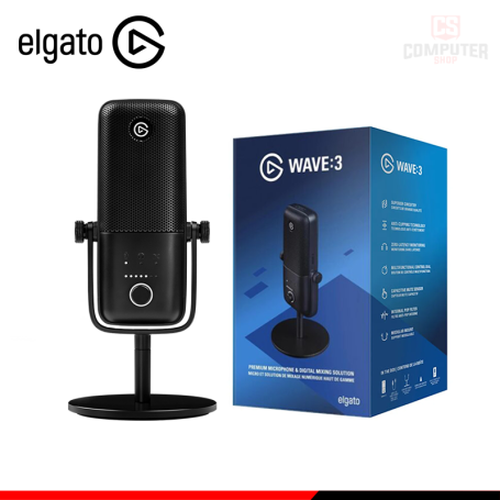 MICROFONO ELGATO WAVE:3 BLACK DE CONDENSADOR CONEXIÓN USB-C (PN:20MAB9901)