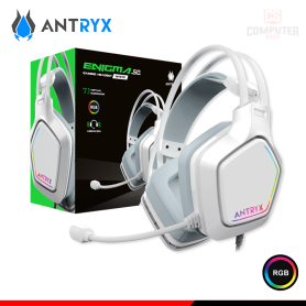 AUDIFONO ANTRYX ENIGMA SE WHITE RGB CON MICROFONO SONIDO 7.1 VIRTUAL CONEXIÓN USB (PN:AGH-7320WR7V)