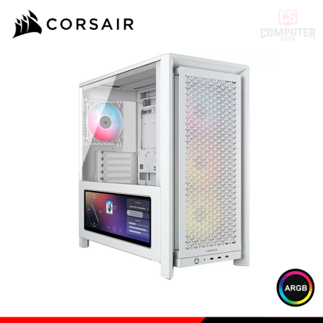 CASE CORSAIR FRAME 4000D LCD RS WHITE ARGB PANTALLA TACTIL 14.5" SIN FUENTE VIDRIO TEMPLADO MID TOWER (PN:CC-9011314-WW)