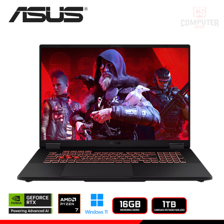 LAPTOP ASUS TUF GAMING A18 FA808U GEFORCE RTX 5060 8GB GDDR7/AMD RYZEN 7 260/18" WUXGA/16GB DDR5/SSD 1TB/WINDOWS 11