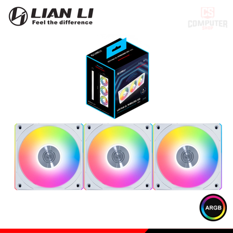 COOLER PARA CASE LIAN LI UNI FAN CL WHITE ARGB REVERSE BLADE WIRELESS 120MM PACKx3 CON CONTROLADOR (PN:12RCL1W3W)