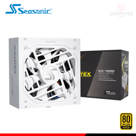 FUENTE DE PODER SEASONIC VERTEX GX-1200 WHITE 1200W 80 PLUS GOLD FULL MODULAR (PN:12122GXAFS)