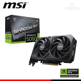 TARJETA DE VIDEO MSI GEFORCE RTX 5060 8GB GDDR7 128BITS SHADOW 2X OC (PN:912-V537-038)