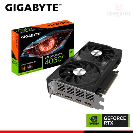 TARJETA DE VIDEO GIGABYTE GEFORCE RTX 4060Ti 8GB GDDR6 128BITS WINDFORCE OC (PN:9VN406TWO-00-G10)
