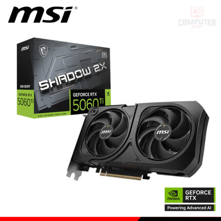 TARJETA DE VIDEO MSI GEFORCE RTX 5060Ti 8GB GDDR7 128BITS SHADOW 2X OC PLUS (PN:912-V536-035)