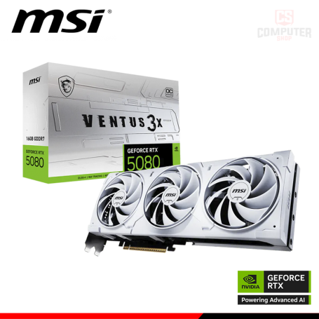 TARJETA DE VIDEO MSI GEFORCE RTX 5080 16GB GDDR7 256BITS VENTUS 3X OC WHITE (PN:912-V531-634)