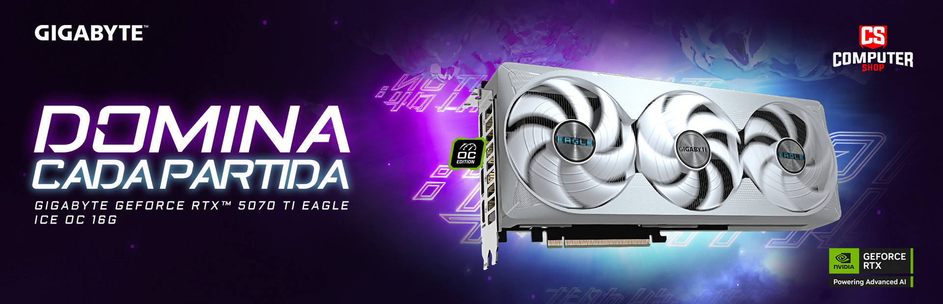 TARJETA DE VIDEO GIGABYTE GEFORCE RTX 5070Ti 16GB GDDR7 256BITS EAGLE OC ICE SFF COMPUTER SHOP