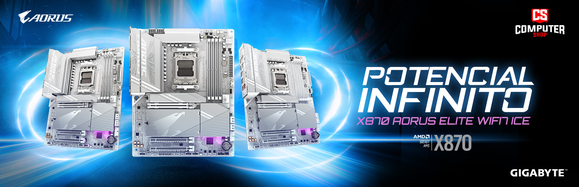 PLACA AORUS X870 ELITE WIFI 7 ICE ATX DDR5 AMD AM5